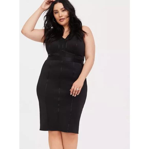 Torrid sz 2 Scuba Bodycon Dress black midi sz 2X - Picture 2 of 10